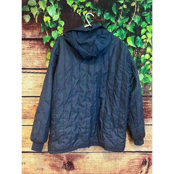 Vintage Sears Work and Leisure Puffer Jacket Coat w Hood Nylon Men's Large TALL - Picture 6 of 6